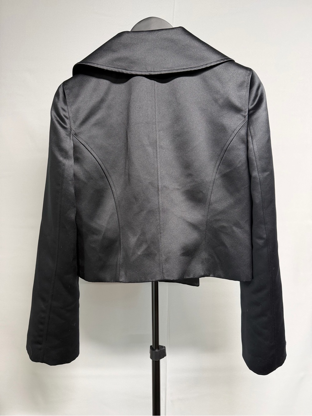 INC International Concepts Black Double-Breasted Cropped Satin Tuxedo Jacket - S - Picture 2 of 6